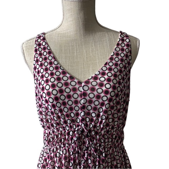 Michael Kors Pink White Black Polka Dot All Over Halter V-Neck Mini Dress M NWT - Picture 2 of 10